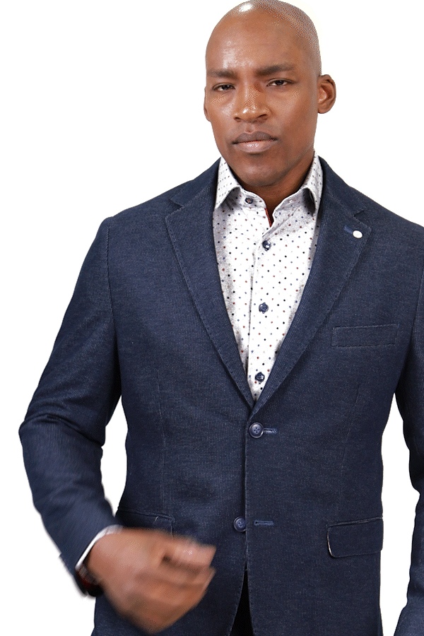 Terry Navy Denim Knit Sport Coat