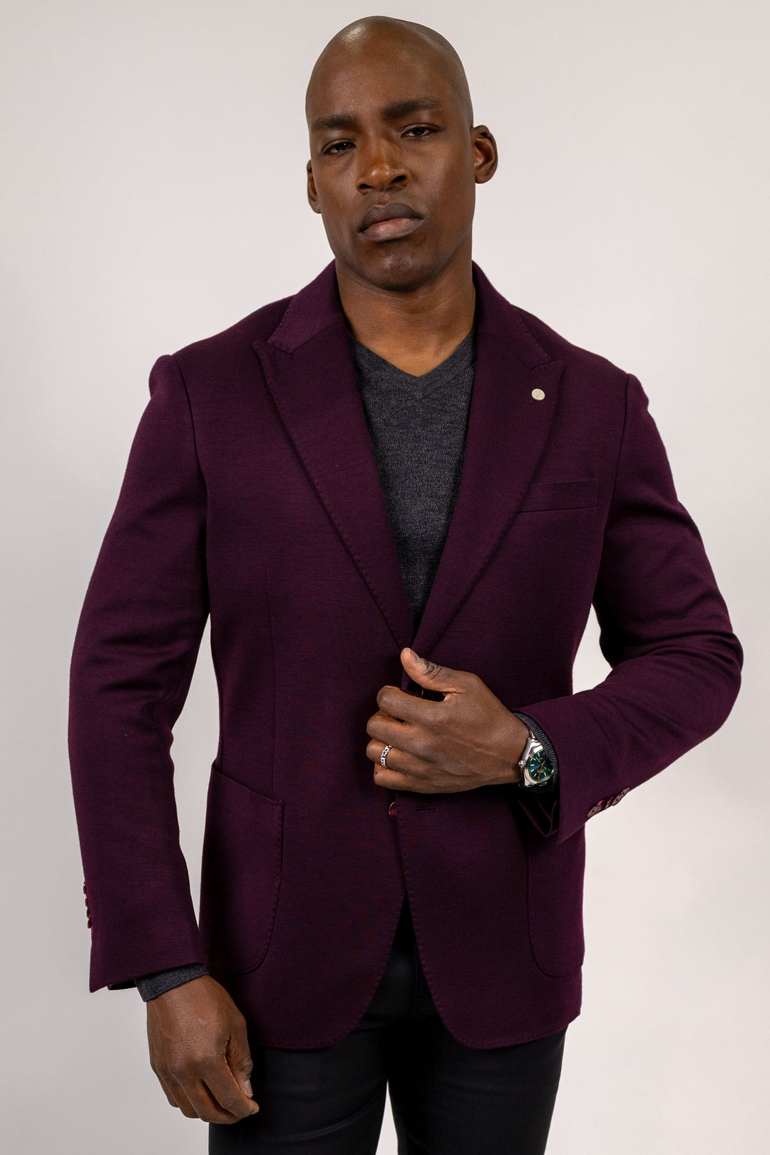 Vito Bordo 100% Merino Wool Knit Sport Coat