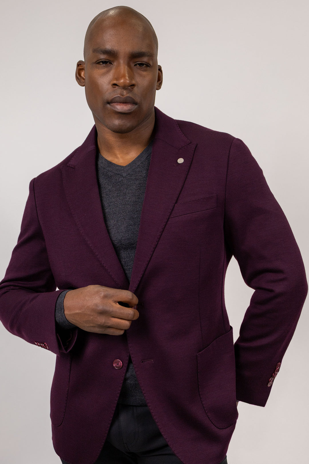 Vito Bordo 100% Merino Wool Knit Sport Coat