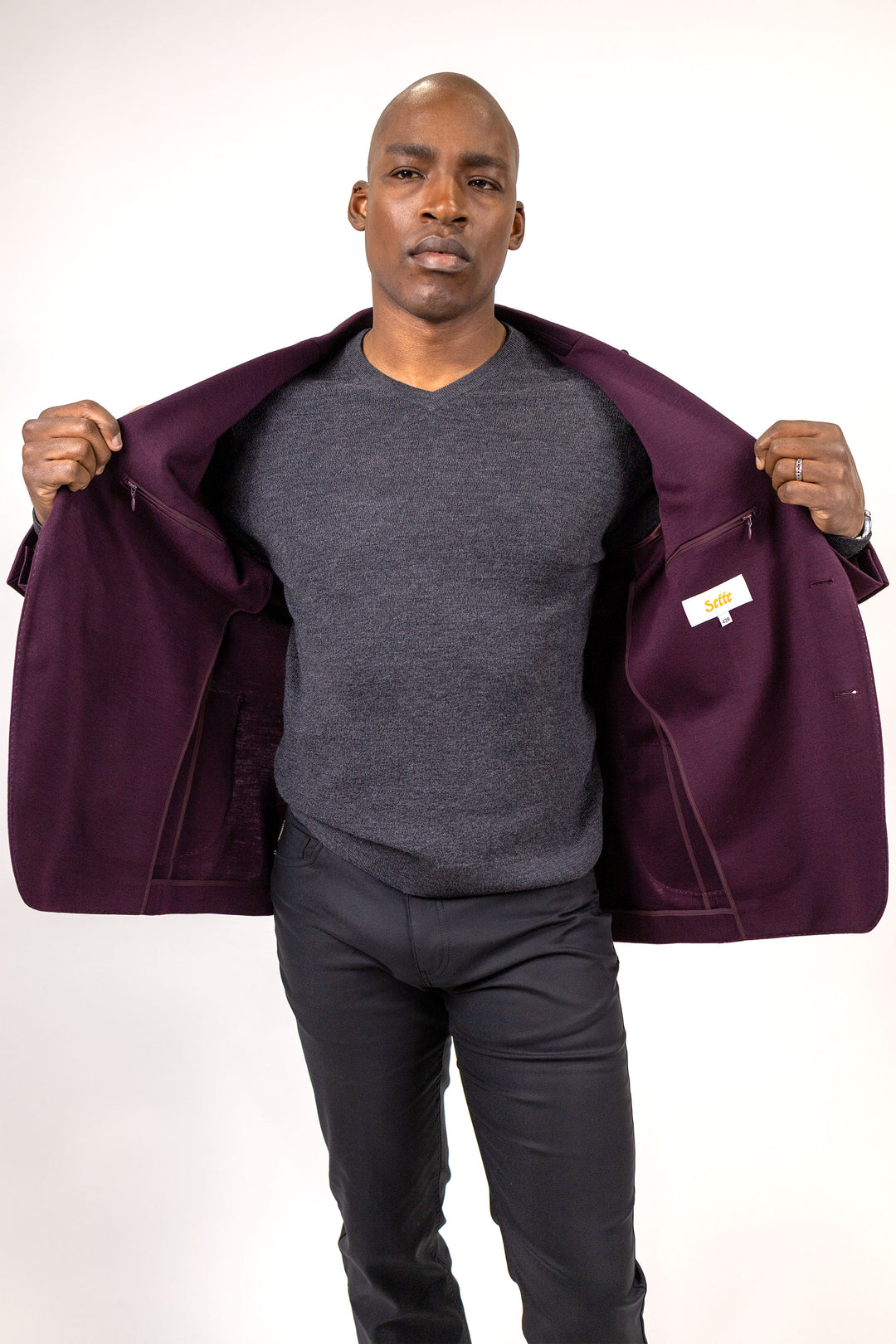 Vito Bordo 100% Merino Wool Knit Sport Coat