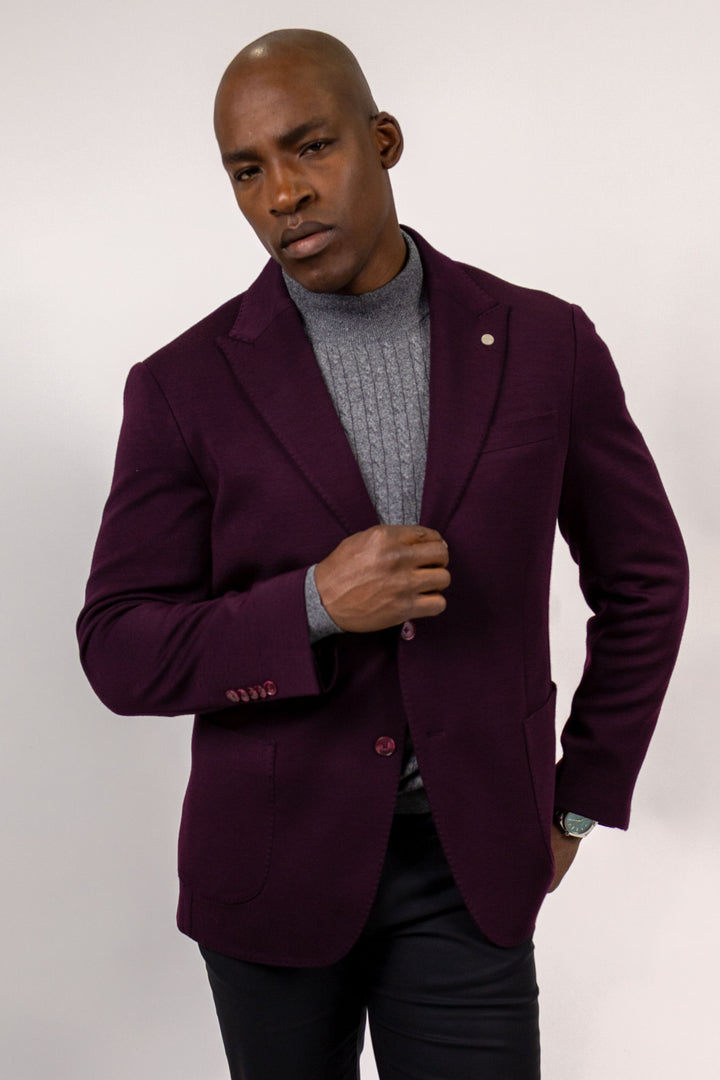 Vito Bordo 100% Merino Wool Knit Sport Coat