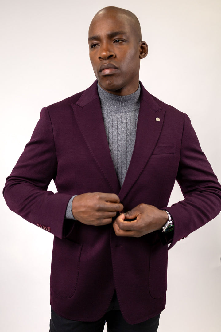Vito Bordo 100% Merino Wool Knit Sport Coat