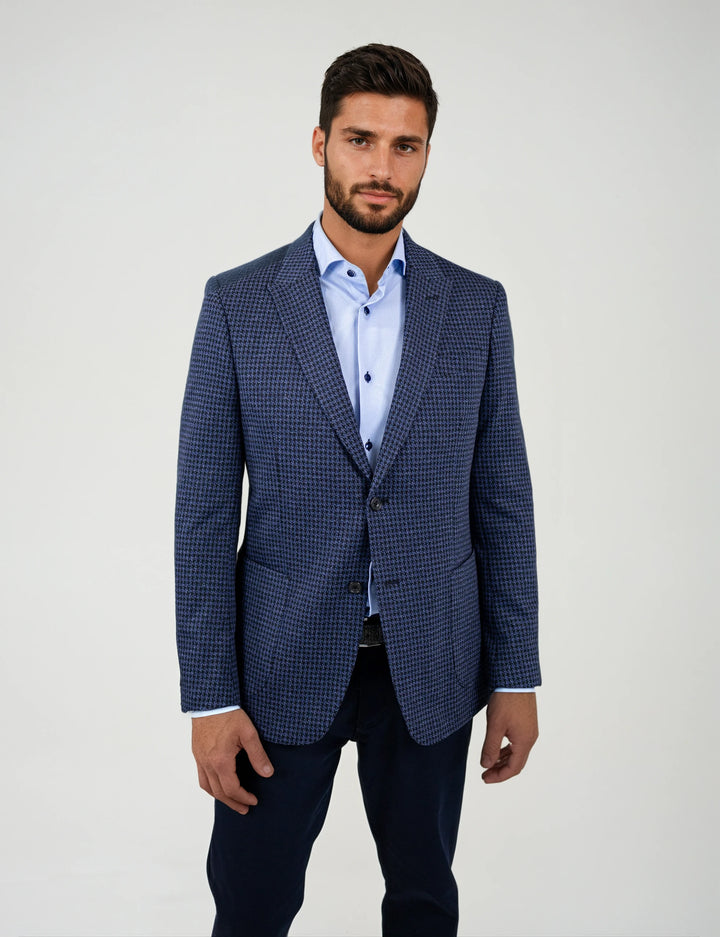 Yorkton Navy Houndstooth Knit Blazer