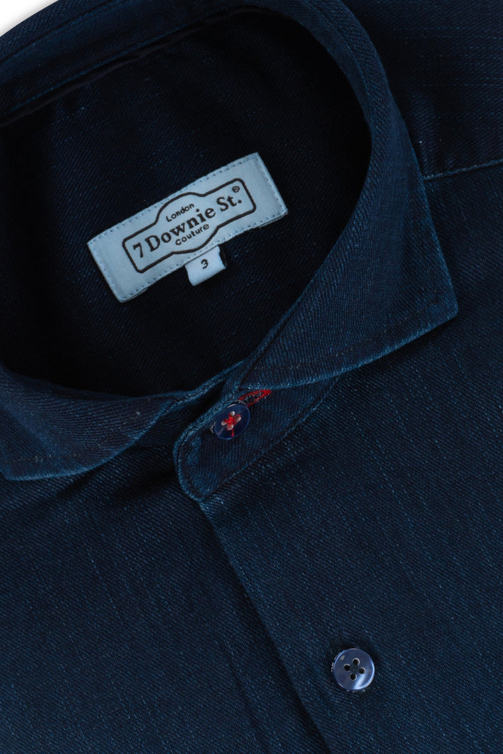 Navy Gabardine Stretch Denim Shirt - 7 Downie St.®