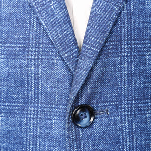 Bari Tonal Blue Plaid Knit Blazer - 7 Downie St.®