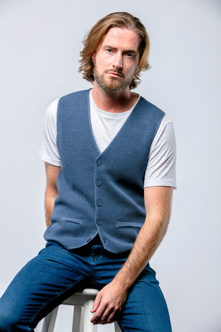 Fresno Knit Vest Blue - 7 Downie St.®