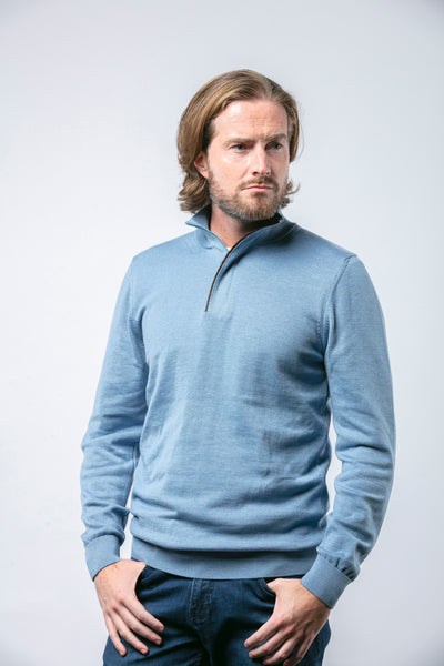 Oslo 1/4 Zip Light Blue - 7 Downie St.®