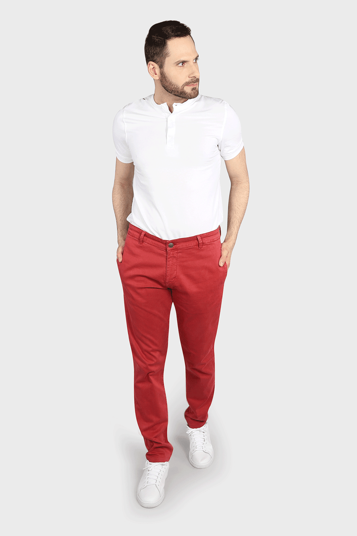 Flat Front Stretch Pants in Claret - 7 Downie St.®