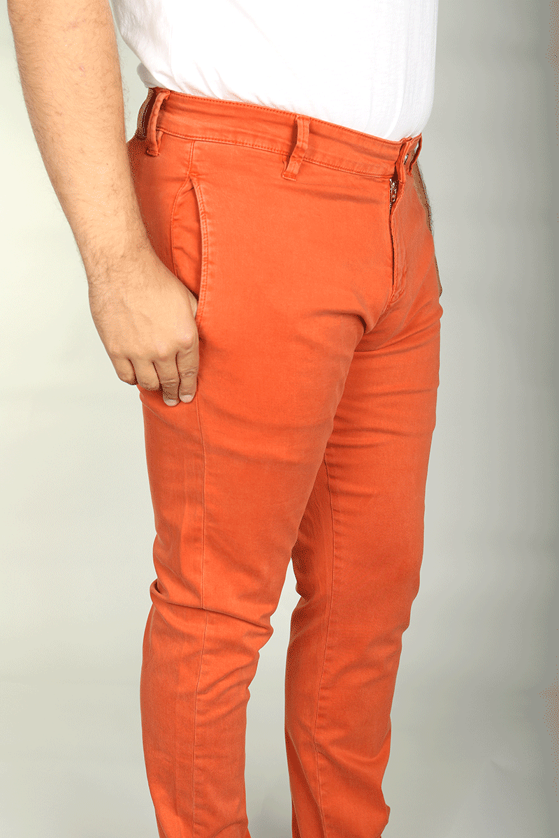 FINAL SALE - Flat Front Stretch Pants in Burnt Ochre